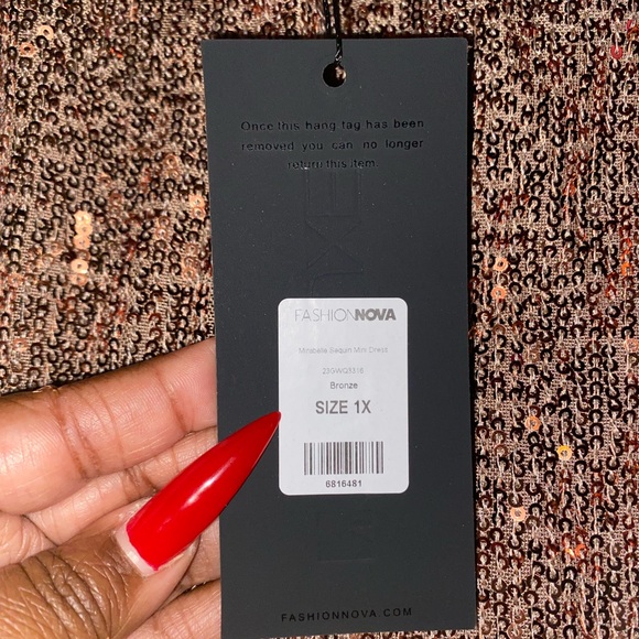 NovaLuxe Fashion Nova Mirabelle Sequin Mini Dress Bronze - Picture 7 of 7